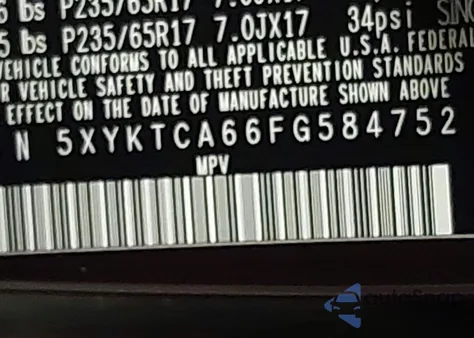 2015 Kia Sorento Lx из США, поврежденный, VIN 5XYKTCA66FG584752